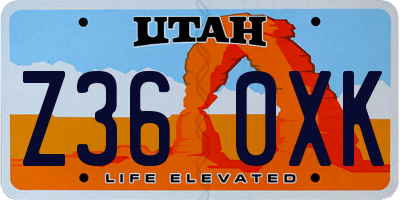UT license plate Z360XK