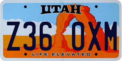 UT license plate Z360XM