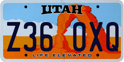UT license plate Z360XQ
