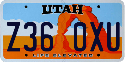 UT license plate Z360XU