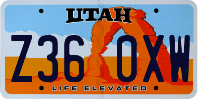 UT license plate Z360XW