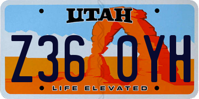 UT license plate Z360YH