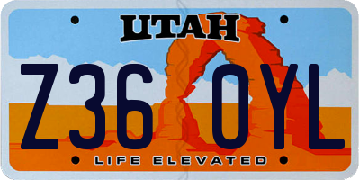 UT license plate Z360YL