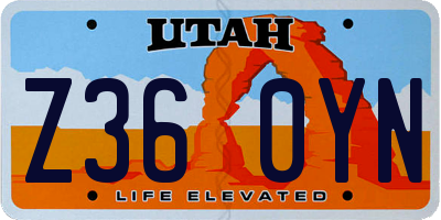 UT license plate Z360YN