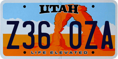 UT license plate Z360ZA