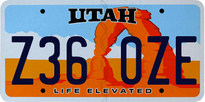 UT license plate Z360ZE