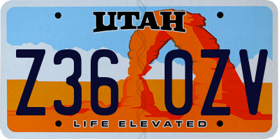 UT license plate Z360ZV
