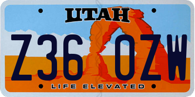 UT license plate Z360ZW