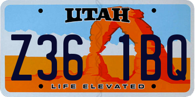 UT license plate Z361BQ