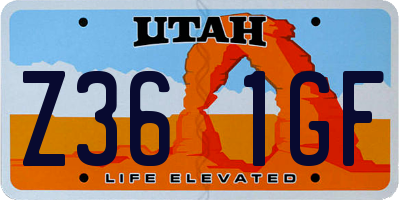 UT license plate Z361GF