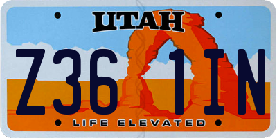 UT license plate Z361IN