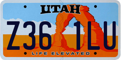 UT license plate Z361LU
