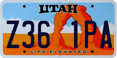 UT license plate Z361PA