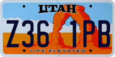 UT license plate Z361PB
