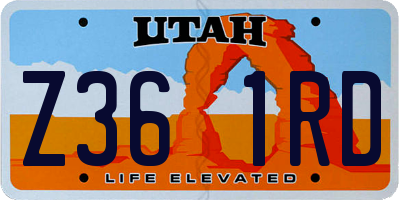 UT license plate Z361RD