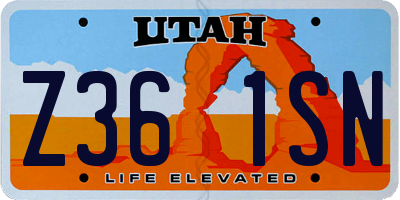 UT license plate Z361SN