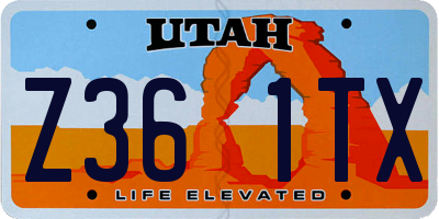 UT license plate Z361TX