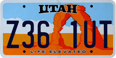UT license plate Z361UT