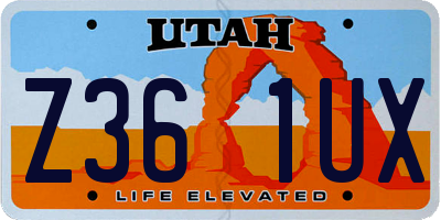 UT license plate Z361UX
