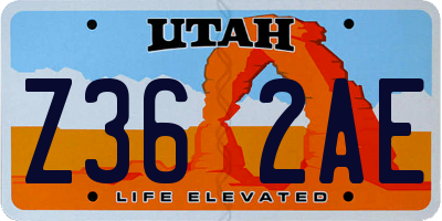 UT license plate Z362AE