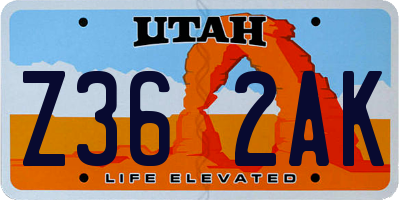 UT license plate Z362AK