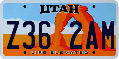 UT license plate Z362AM