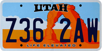 UT license plate Z362AW