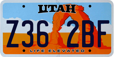 UT license plate Z362BF