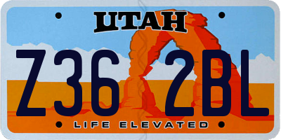 UT license plate Z362BL