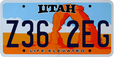 UT license plate Z362EG