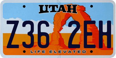 UT license plate Z362EH