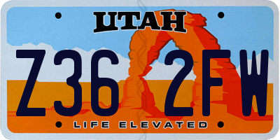 UT license plate Z362FW