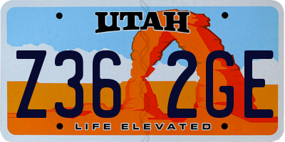 UT license plate Z362GE