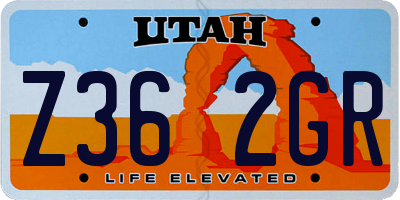 UT license plate Z362GR