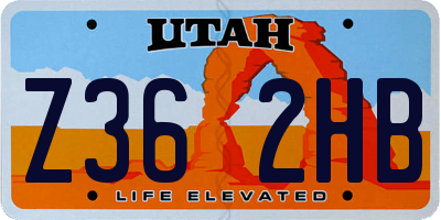 UT license plate Z362HB