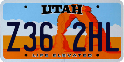UT license plate Z362HL