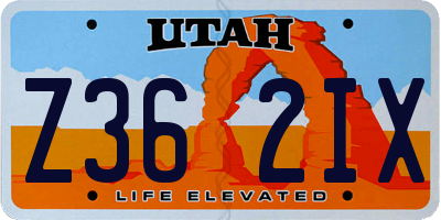 UT license plate Z362IX