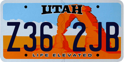 UT license plate Z362JB