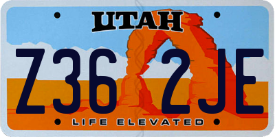 UT license plate Z362JE