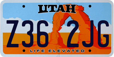 UT license plate Z362JG