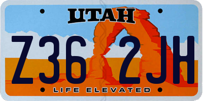 UT license plate Z362JH