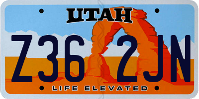 UT license plate Z362JN