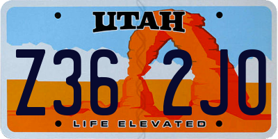 UT license plate Z362JO
