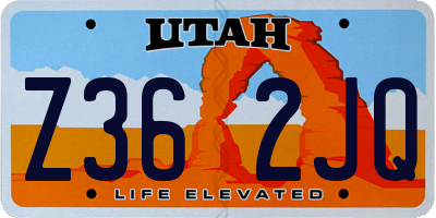 UT license plate Z362JQ