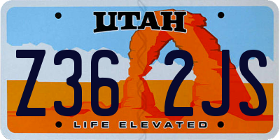 UT license plate Z362JS
