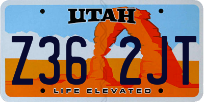 UT license plate Z362JT