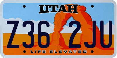 UT license plate Z362JU