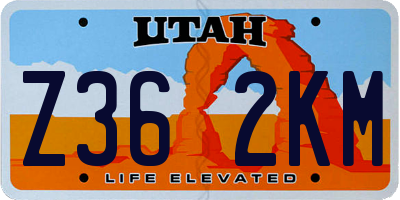 UT license plate Z362KM