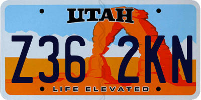UT license plate Z362KN