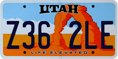 UT license plate Z362LE